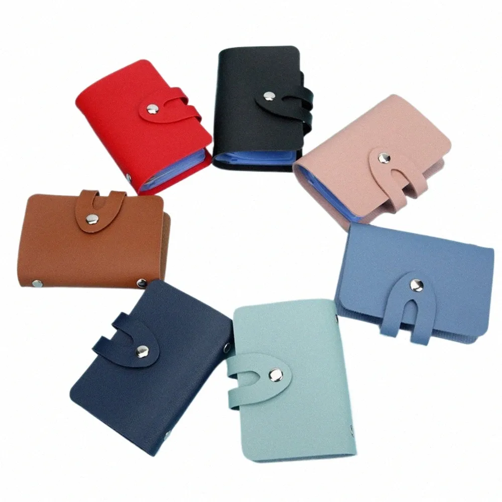 1pc Busin ID Card Storage Holder Bag Fi PU Leather Students Worker Nurse Credit Bank Card Protective Cover 24 Slots x2qE#