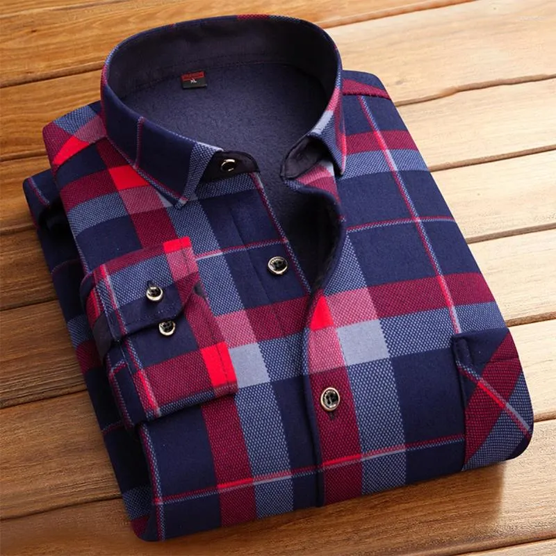 Men's Casual Shirts Plaid Flannel Mens Shirt Cotton Padded Fleece Lined Jacket L-4XL Breathable Button Down Comfortable
