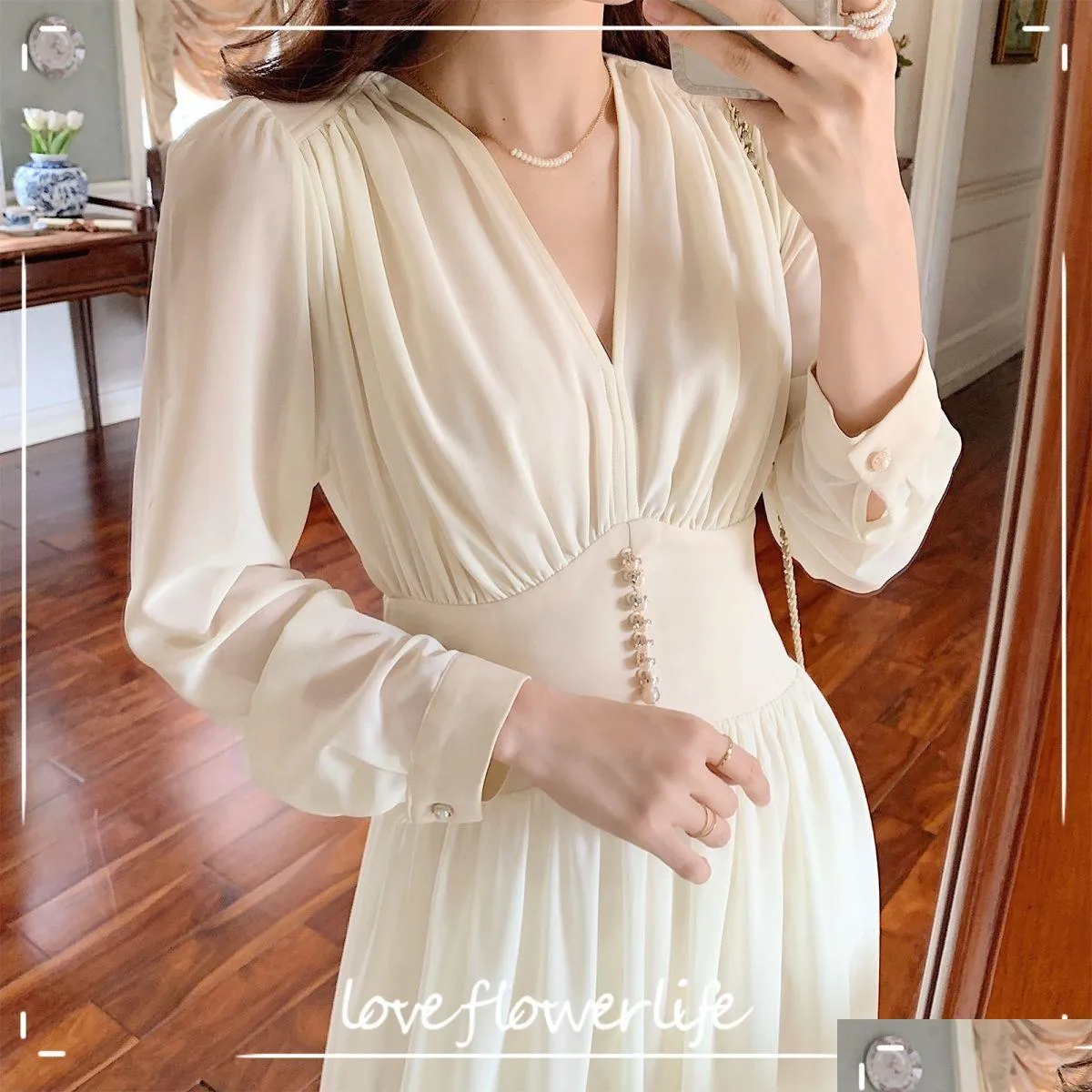 Basic & Casual Dresses Elegant Dress Ladie Long Sleeve Evening Midi Women Designer Vintage Party Korean Female Autumn 210521 Drop Del Dhhct