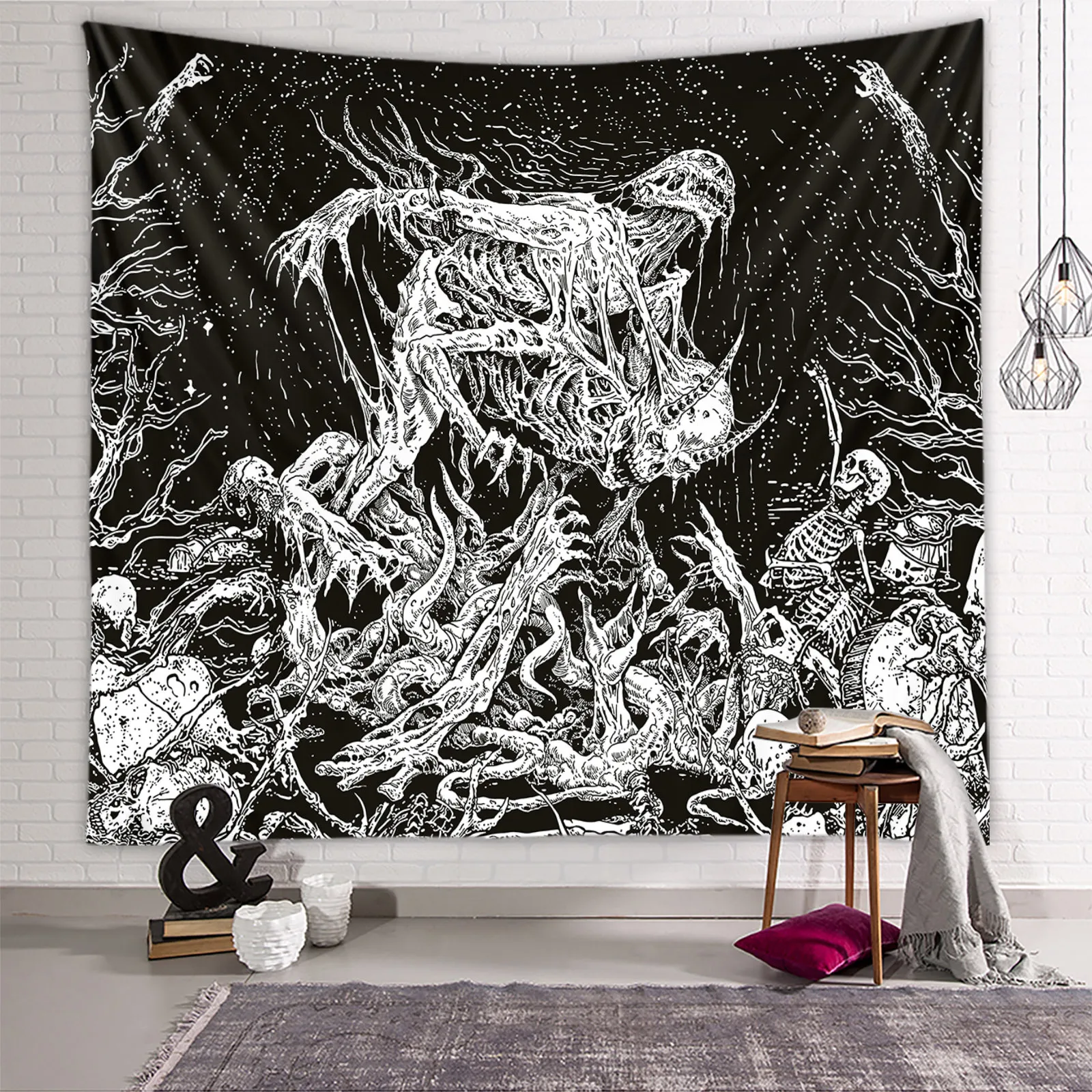 The Skull Monster Tapestry Hanging Tissu Tapases Fondrie Tissu de style Ins Tissu suspendu Decton décoratif Bohemian Decor Home