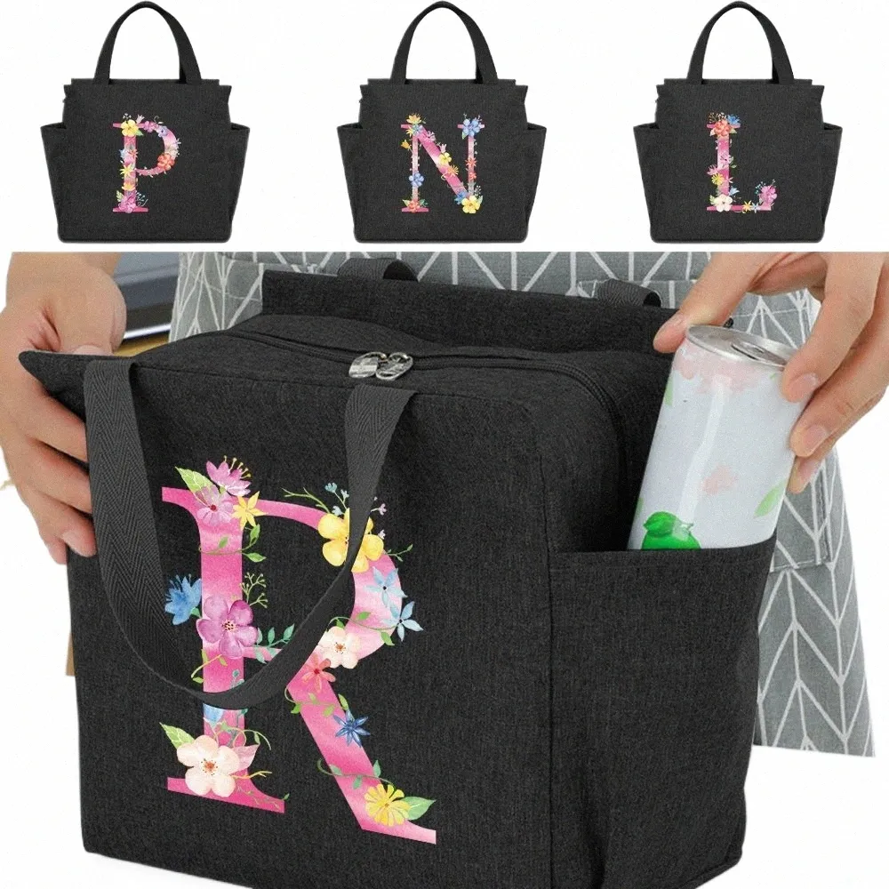 Grote capaciteit geïsoleerde thermische lunch Food Tas Box Koeler Waterdichte originele Design Pink Letter Series Printing For Kids L5SW#