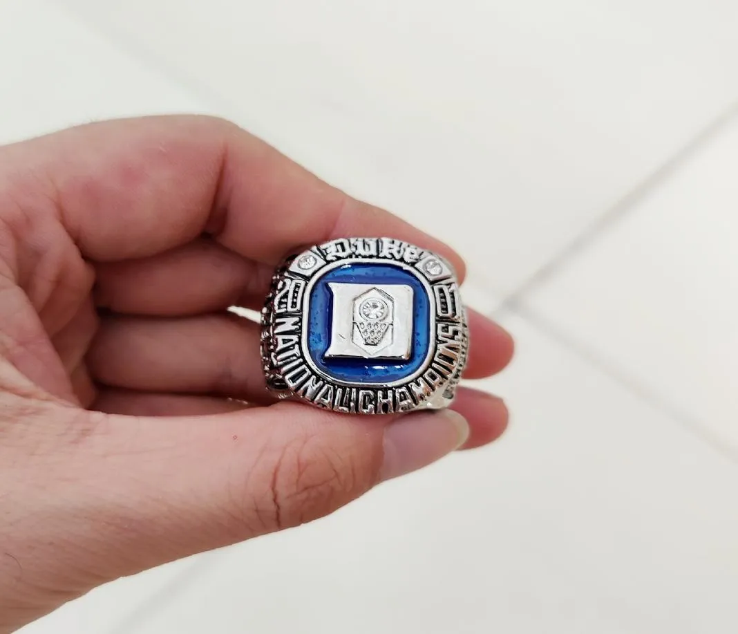 2001 Duke Blue Devils Basketball National Champions Ring With Wooden Display box Sport souvenir Fan Promotion Gift whole8752592