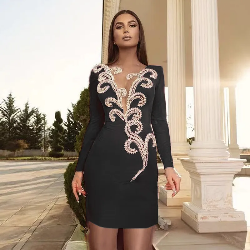 dress with a flared skirt Square Neckline Short Sleeve Flare Skirt Dress-Navy main image 1