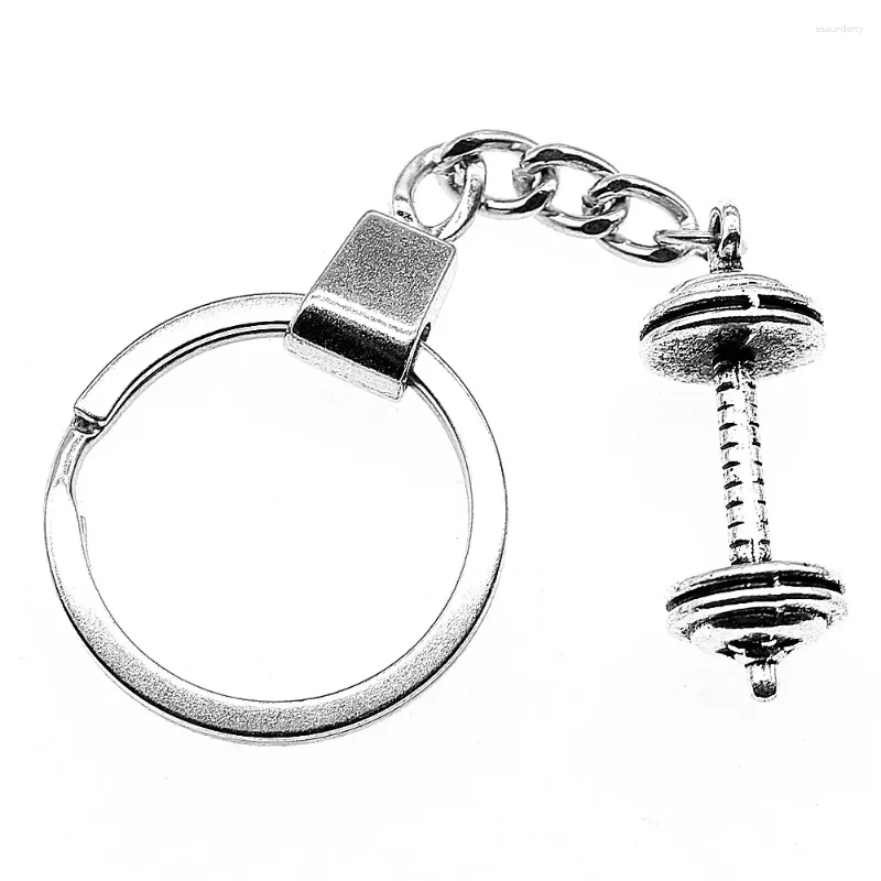 Keychains 1pcs Barbell Keychain For Car Keys Pendant Jewellery Making Supplies Gift Ring Size 30mm