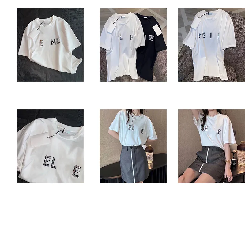 Designerska koszulka kobieta luksusowe ubrania kobiety bawełniane ekipe kafelkowe marka wygodna wszystko z czarno-białym letnim oddychaniem krótkie rękawy długie rozmiar S-L