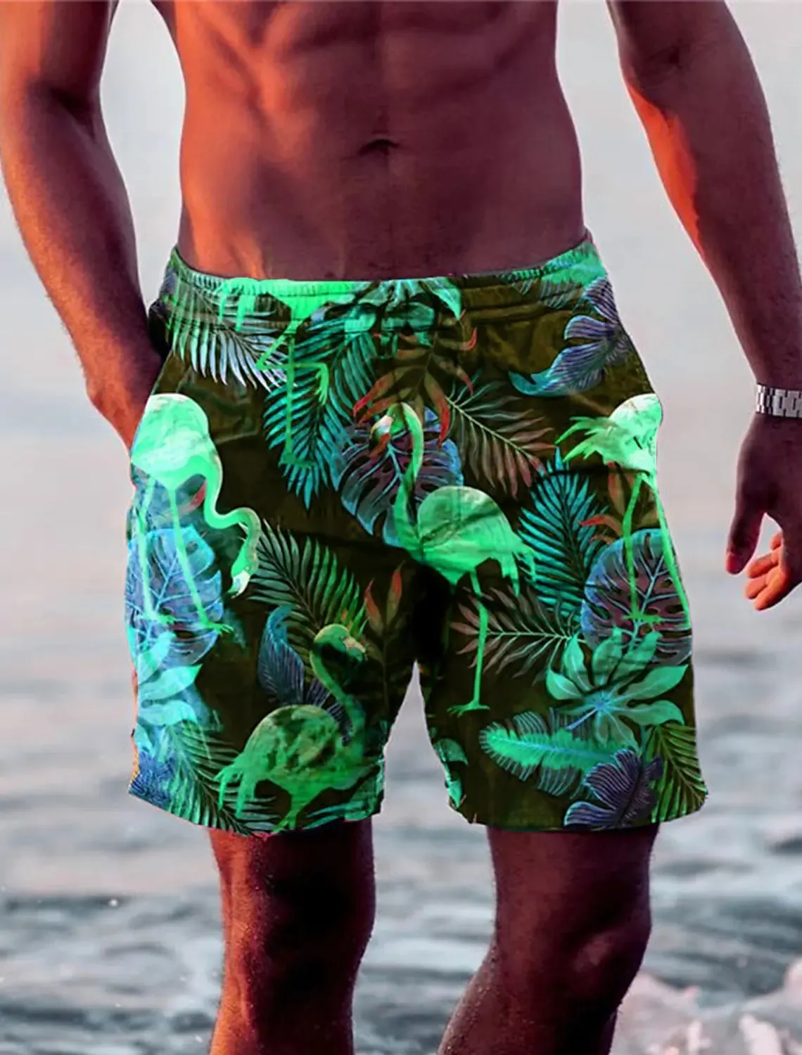 thumbnail image 2 of Free Country Men's Green Board Shorts – Relaxed Fit Swim Trunks For Beach & Surf 2 of 3