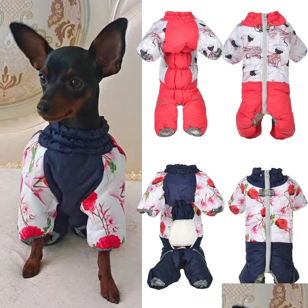 Hondenkleding Rompers Winterpuppy jas winddichte warme pet jumpsuits voor kleine honden Maltese Pomeranische overalls mannelijke vrouwelijke kleding uit Dh79q