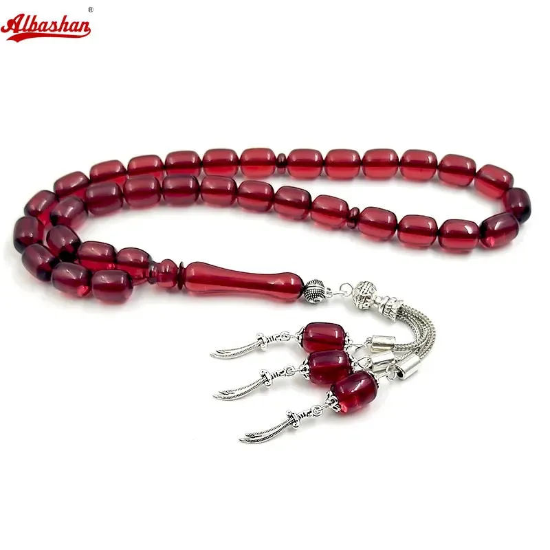 Albashan Red Harts Tasbih Misbaha Prayer Beads Ramadan Gift Muslimska tillbehör Arabiska radbandsmycken Eid Gift Islamiska armband 240412