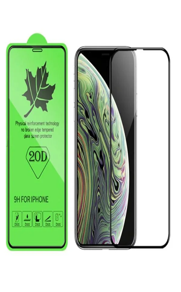 20d krökt kant härdad glasskärmskydd Fullt skydd för iPhone 14 13 12 mini 11 Pro Max 8 7 6 Samsung Galaxy S22 Plus S21 F9260229