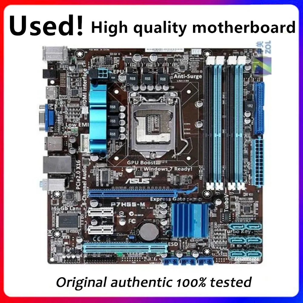 Placas -mãe usadas para asus p7h55m placa -mãe LGA 1156 DDR3 16 GB para Intel H55 P7H55 Prainboard da mesa SATA II PCIE x16 Usado AMI BIOS