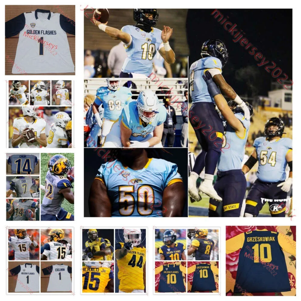 Kent State Golden lampeggia la maglia da calcio Hayden Junker Devin Kargman Cannon Kerr Elijah Lamptey Kris Leach Marcellus Marshall Garrett Masterson Kent State Jersey