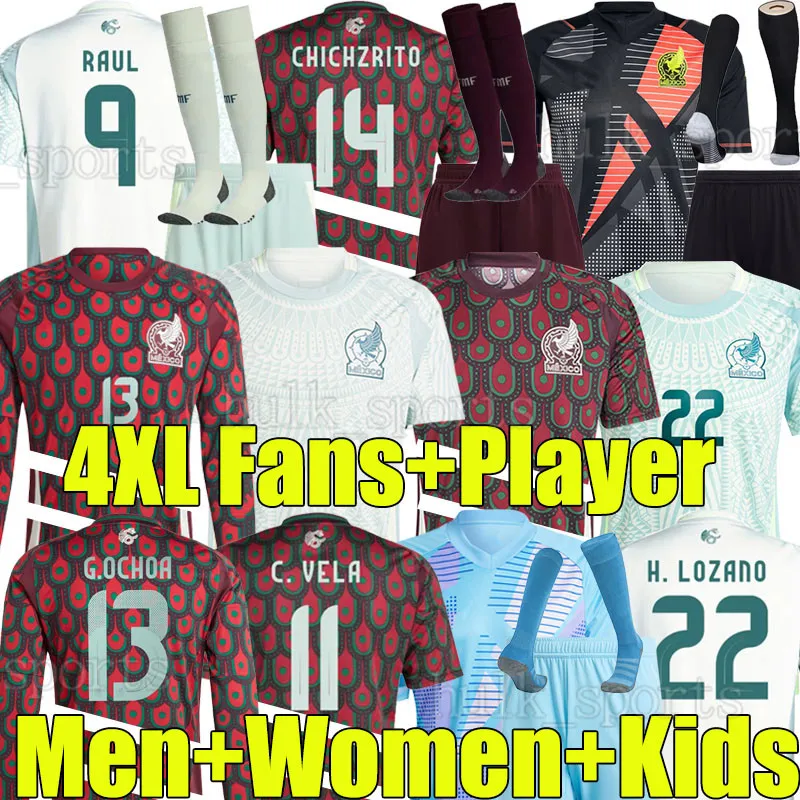 XXXL 4XL 2024 Mexico Soccer Jerseys Copa America Fans Player الإصدار 23/24/25 Chicharito Ochoa Lochoa Camisetas de Futbol Men Women Kids Kids Kids Kids Kids Kid