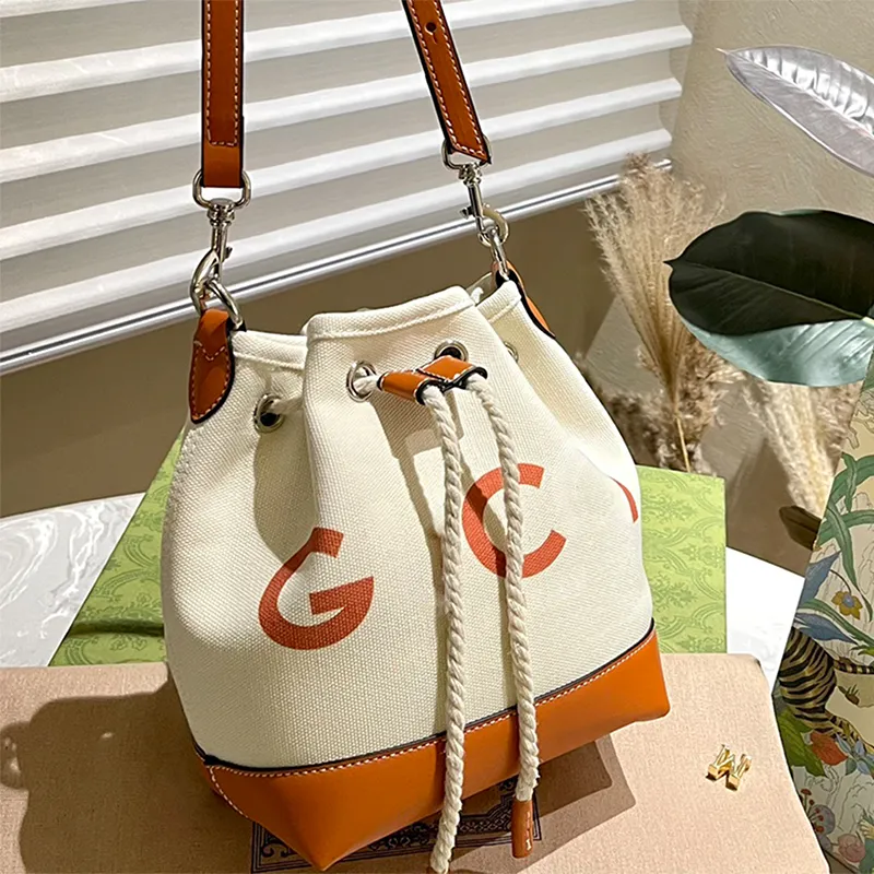 Borsa A Tracolla A Secchiello In Tela Di Cotone Per Donne - Piccola, Carina, Con Coullisse E Cinghia Regolabile, Colore Giallo - 2