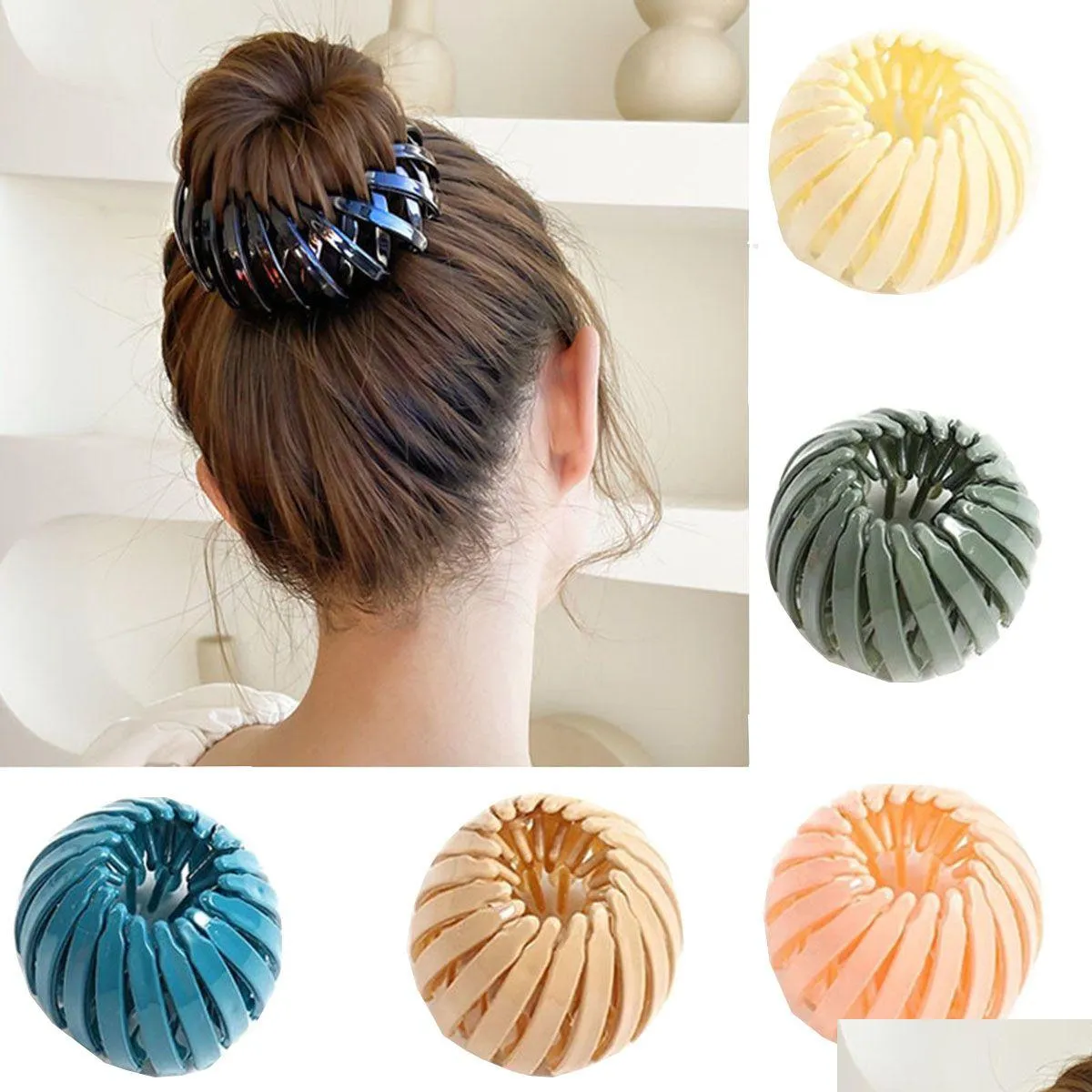 Hair Bun Maker 2Pcs/Lot New Fashion Women Claw Horsetail Buckle Clip Bird Nest Expanding Accessories Female Ponytail Drop Delivery Pro Otyxj