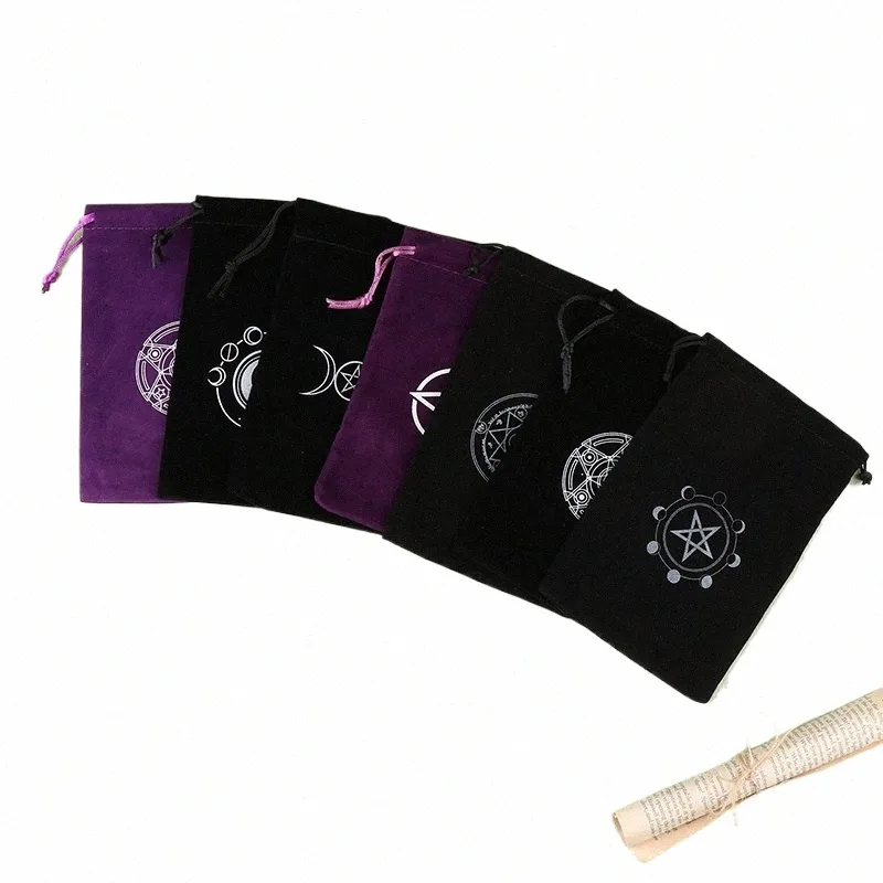 Veet Pentagram Tarot Oracle Cards Storage Bag Runes CStellati Witch Divinati Accories smycken DICE DrawString Package X1QW#