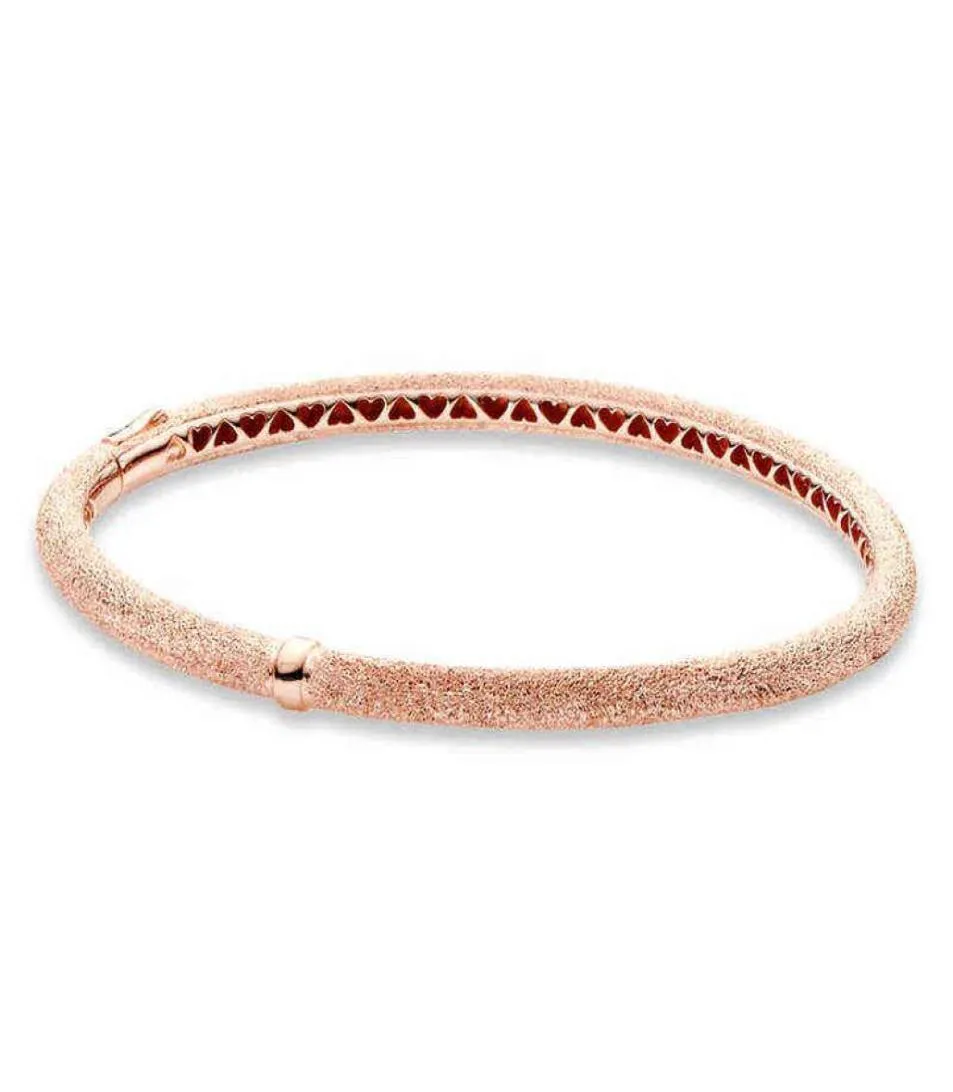 2020 New 925 Sterling Silver Rose Gold Matte Brilliance Bangle BangleブレスレットチャームビーズフィットDIYジュエリーセットギフトWhole AA2203155992534