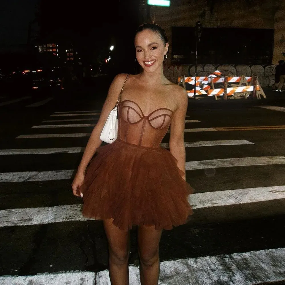 can i wear brown boots with a black dress Prom Dress main image 1