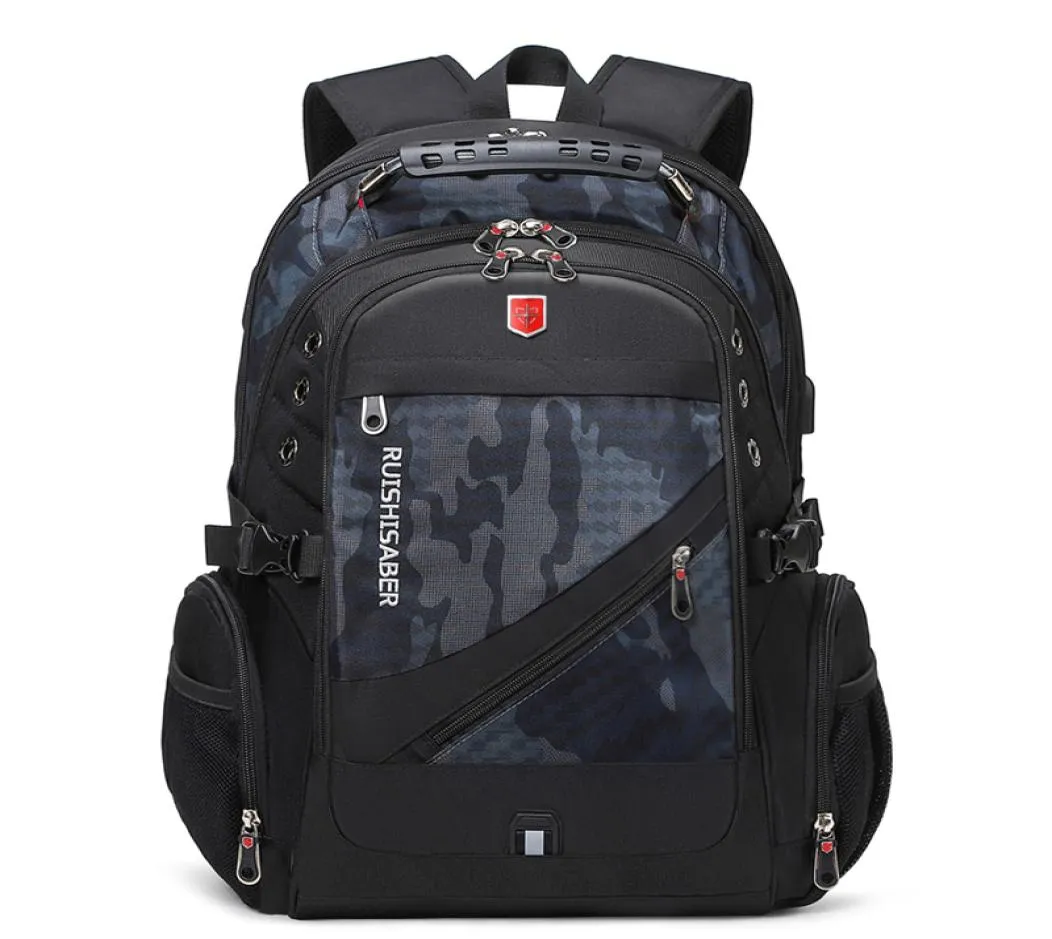 Ruishisaber Waterdichte man Backpack Fit 17 inch laptop USB Charging Travel Backpacks Schooltas Meerlagige zak Male Mochila 207014155