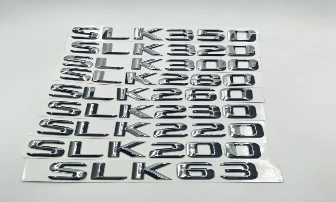 For Mercedes Benz SLK Class W171 SLK63 SLK200 SLK220 SLK230 SLK260 SLK280 SLK300 SLK320 SLK350 Car Chrome Alphabet Sticker Badge E6182200