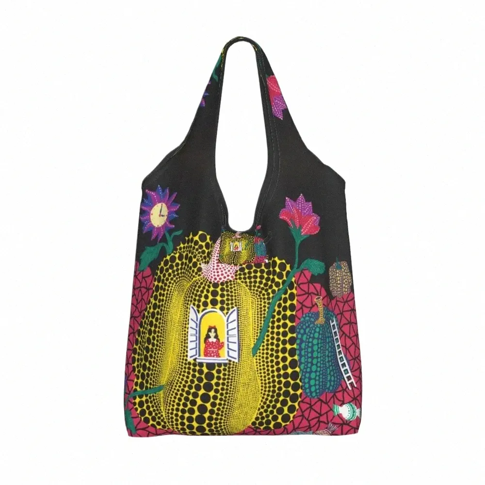 yayoi Kusama Abstract Painting Grocery Shop Bag Fi Shopper Shoulder Tote Bag Big Capacity Portable Handbag g6fh#