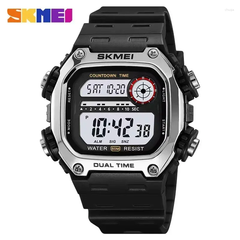 ساعة Wristwatches Skmei 2126 Digital Countdown Sports Watch للرجال LED عرض ساعة مضادة للماء ، Mens Clock Montre Homme