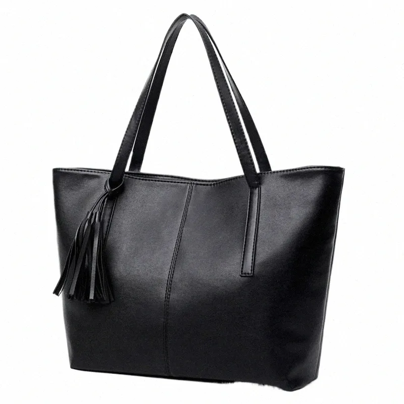 Yogodlns Fi Black Tote Sac pour femmes Pu Leather Sac à épaule de grande capacité Sac Handle Simple Color Color Handbag Shop L2GX #