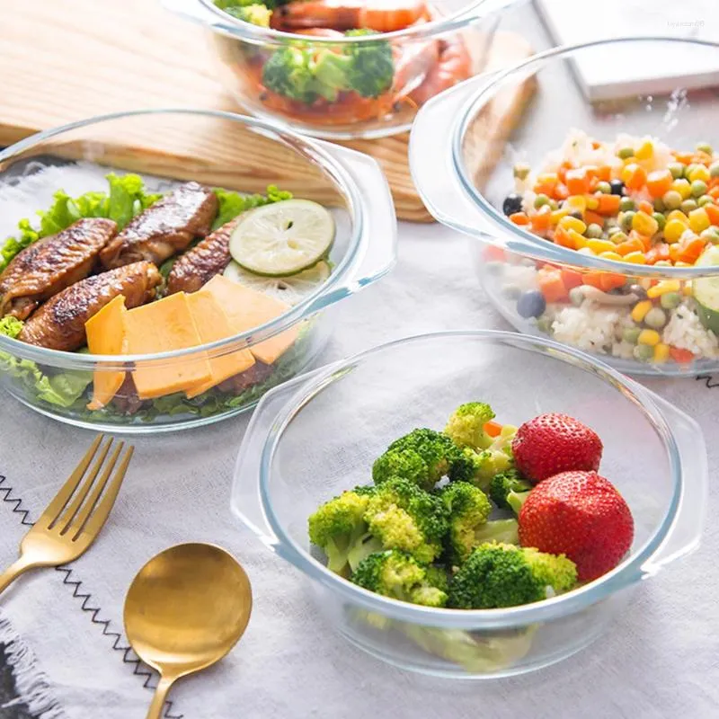 Heat Resistant Glass Dinnerware Set with Lids for Household