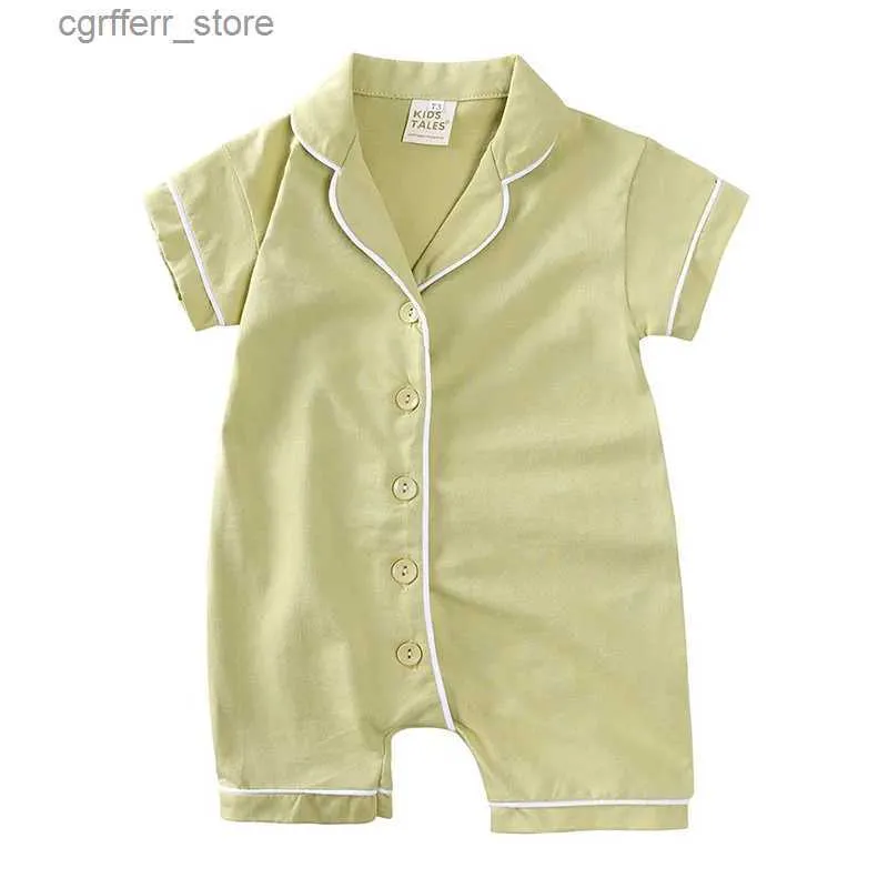 Rompers Baby Pyjamas Somme de nuit d'été pour filles costume garçon coton à manches courtes Bodys de combinaison bébé 6 18 à 24 mois L410