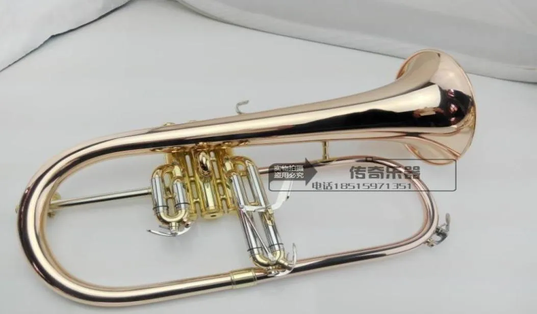 Flugelhorn B Düz Profesyonel Fosfor Bakır Trompet Müzik Enstrümanları Pirinç Trompete Horn 7034021