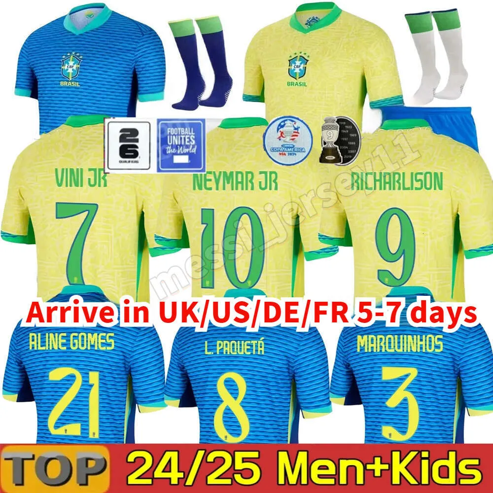 Brasile 2024 Copa America Cup Cup Soccer Maglie Camiseta de futbol Paqueta Raphinha Shirt da calcio MAILLOT MARQUINHOS VINI JR BRASIL RICHARLISON MEN BAMSI NEMAR NEYMAR