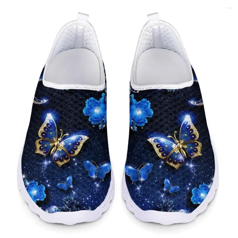 Chaussures décontractées Where Isart 2024 Femmes Sneakres Ladies Blue Blue Butterfly Animal Print confortable Houte-Mandis femelles Zapatillas Mujer