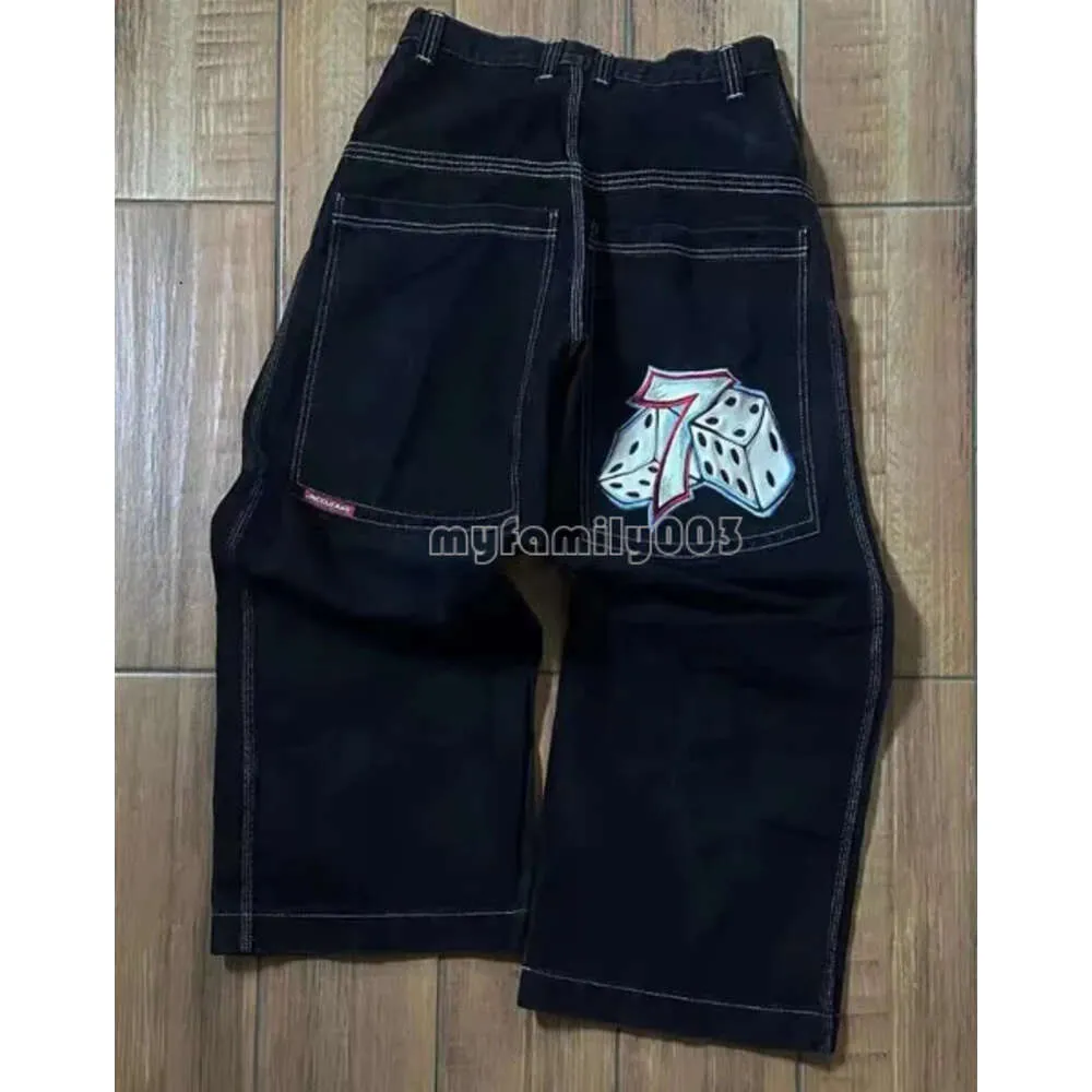 Jeans masculins de haute qualité Jnco Y2k Harajuku hip hop poker graphique rétro Blue Baggy Denim Pantal