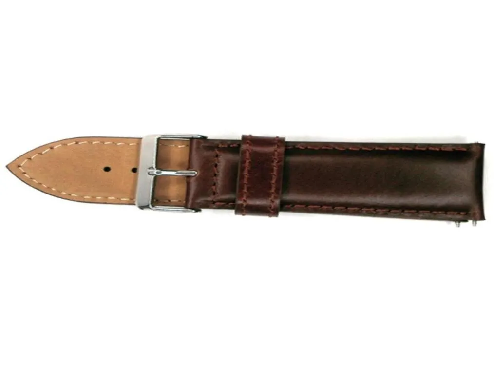 Włochy cielęce Oolijowany skórzany opaska zegarkowa ciemnobrązowa winorośl Watch Band 26 mm Pasek zegarkowy z stali nierdzewnej Buckle8012397