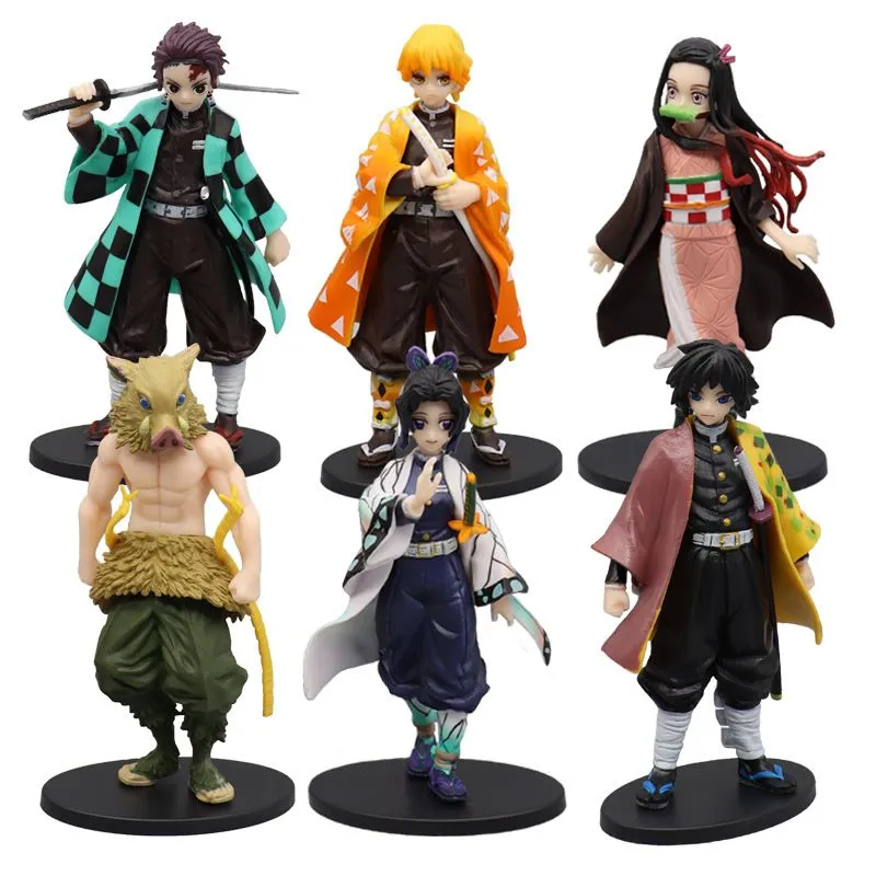 anime 15cm Demon Slayer Action Action Kamado Tanjirou Agatsuma Zenitsu Nezuko Warrior PVC Model Toys