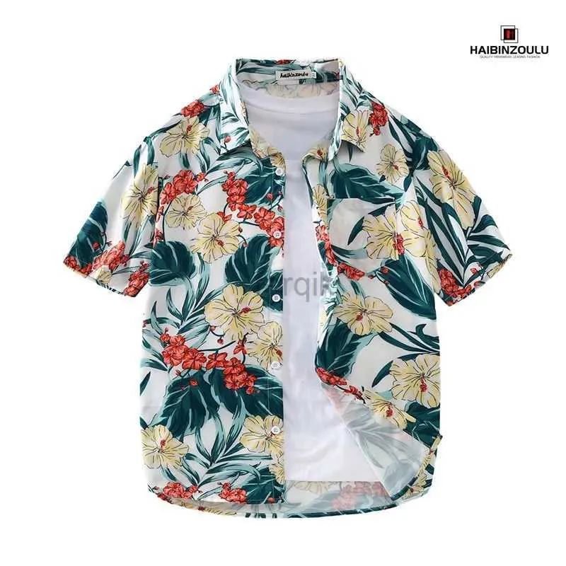 Herren -Casual -Shirts Herren gedruckter Hawaiianer Kurzarm 24416
