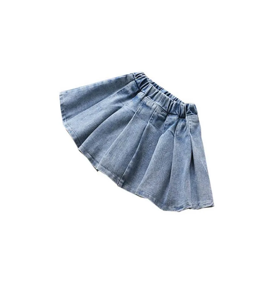 2020 New Spring Denim Girls Skirts Fashion Kids Skirts 주름 반바지 스커트 아이 디자이너 옷 여자 옷 b1907992394