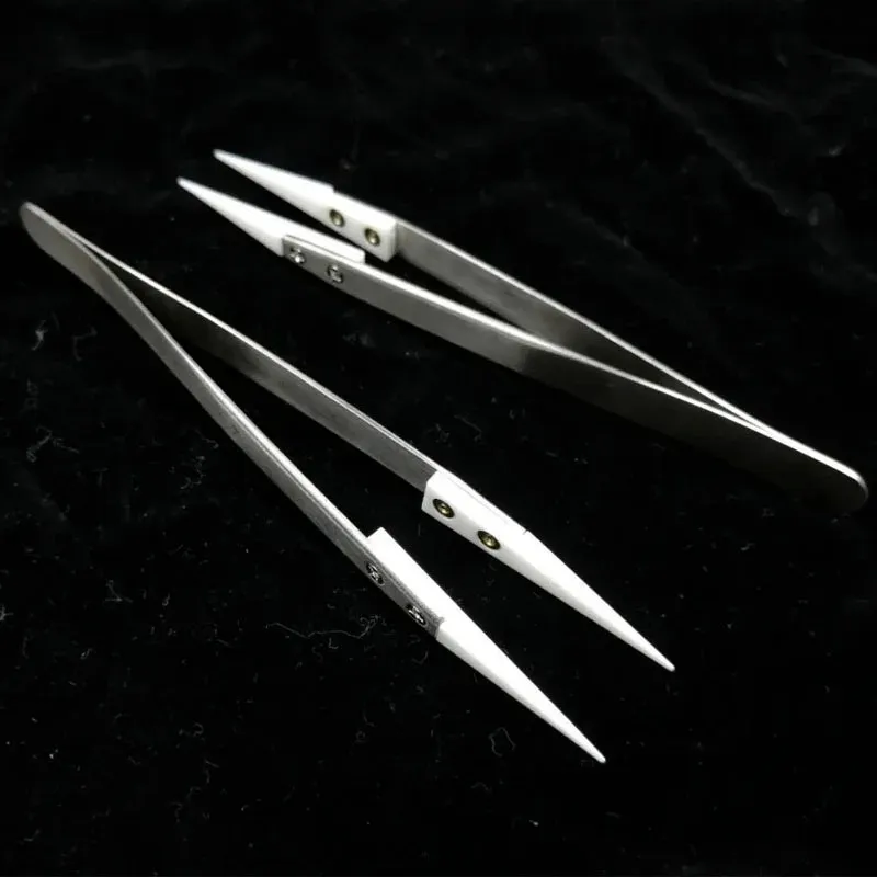 thumbnail image 2 of NEW 1PC Ceramic Straight Tip Electronic Soldering Tweezers, Anti-Static Reverse Acid Resistant Precision Chuck Ceramic Tweezers 2 of 12