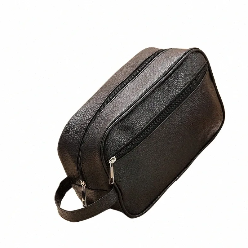 New Men Travel Cosmetic Sac Sac de maquillage à fermeture éclair de grande capacité PU Cuir Travel Toitrage Sac Cosmetics Organisateur de rangement Pouche Y0Hz #