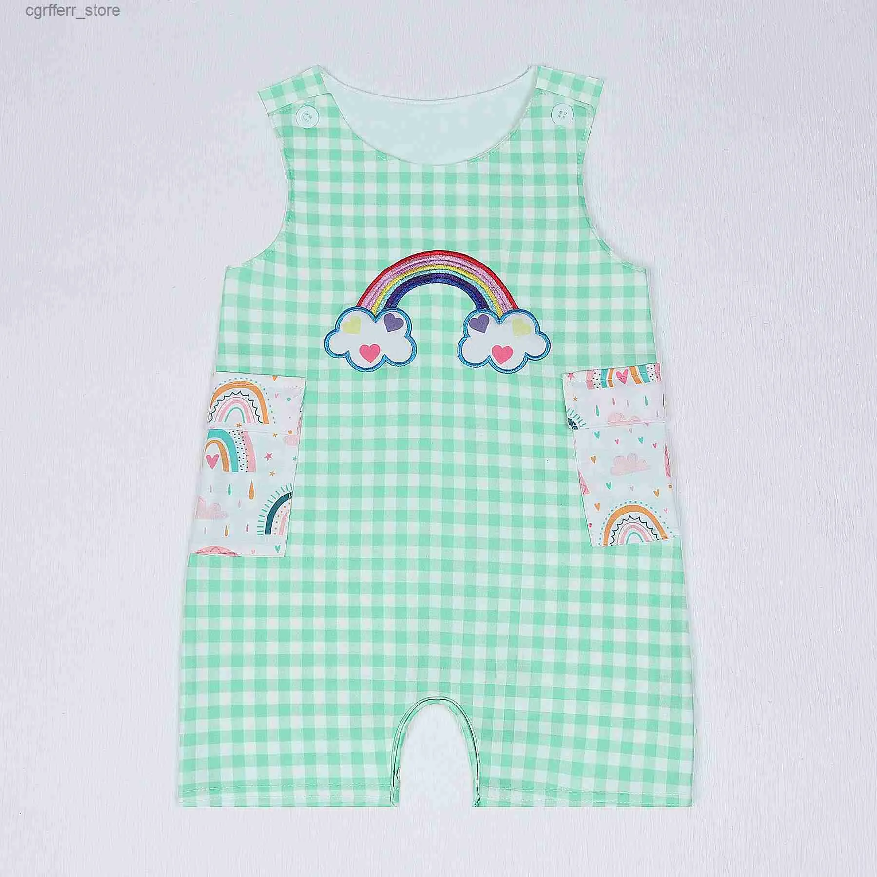 Rompers de verão macacão bebês roupas de garoto de arco-íris bolhas bolhas infantil infantil bolso de bolso 0-3t luva bodyspuit shorts roupas l410