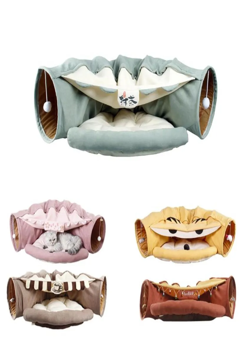 Tunnel de chat rassable à collapable Pet Interactive Play Toys Sound Paper Ring Bell For Cat Ferrets Puppy T2002291515531