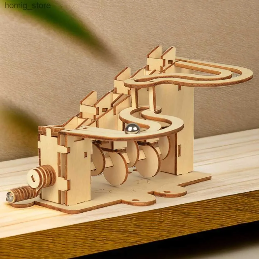 3D-puzzels Handgecassembleerd speelgoed Wooden Track Ball Mind Stimulerende 3D houten puzzel Puzzle Transformerend kunstwerk en cognitieve oefening Y240415