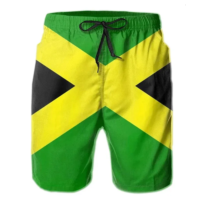 Jamaican Flag 3D Printed Mens Swim Trunks Quick Dry Sports Gym Bermuda Shorts Men For Summer