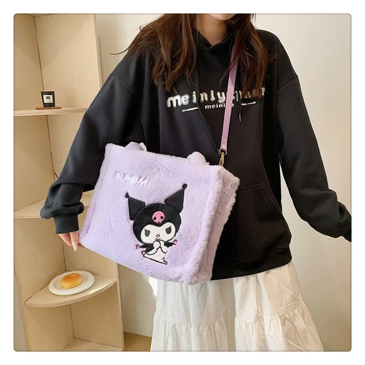 Toptan Peluş Çanta Oyuncak Kawaii Cinnamoroll Peluş Crossbody Bag Kuromi Omuz Çantaları Kızlar İçin Yüksek Kapasiteli Çantalar