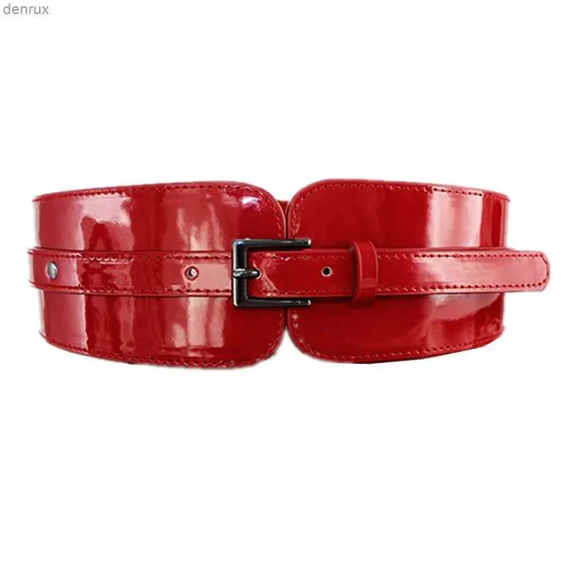 Correias da cintura Belts Mulheres Patente de Luxo Correio Estriado de Correia Estada Belra Vermelha Belra Adequada para Escritório Casual Partyl240416