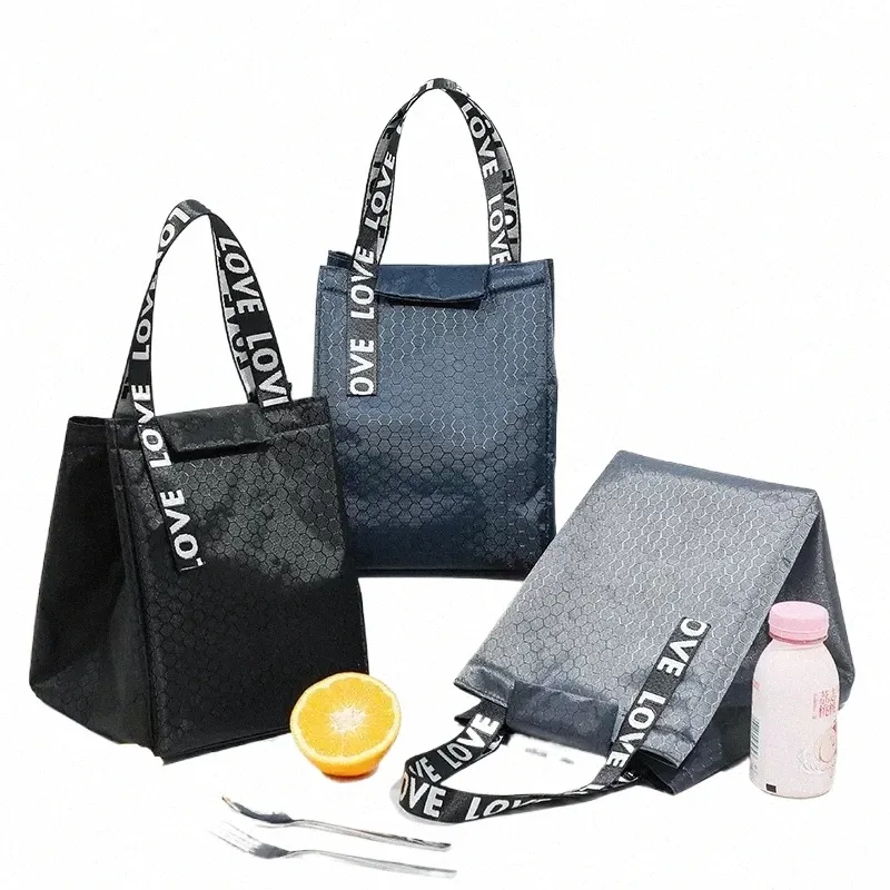 portable Lunch Box Thermal Bag Large Capacity Picnic Work Food Insulated Cooler Tote Bento Storage Bag for Women Square Handbags v1pn#