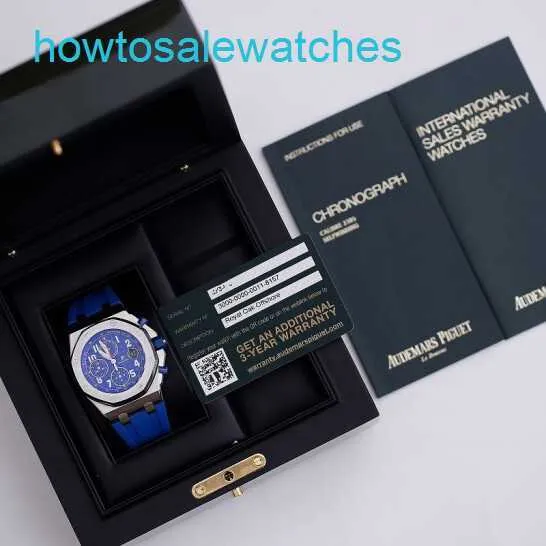 AP Lazer Wrist Watch Elf Blue Elf Royal Oak Offshore 26470ST Mens Assista Precision Steel Azul Face Automática Máquinas Swiss Famous Luxury Sports Watch
