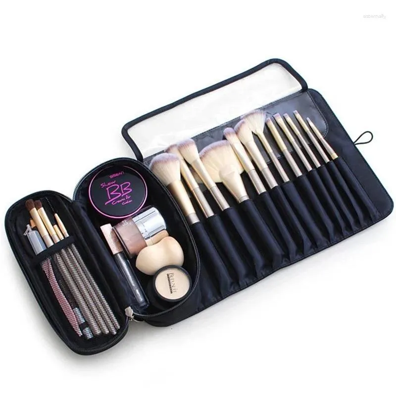 Storage Bags Makeup Bag Women Cosmetic Brush Travel Organizer Brushes Fold Tools Rolling Waterproof Nylon Case