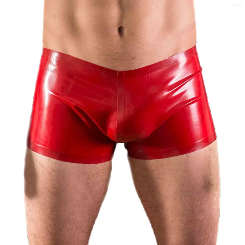 Underbyxor Monnik Latex Boxer Shorts Inbris Gummi Men trosor underkläder tätt rött med handgjorda för bodysuit cosplay party