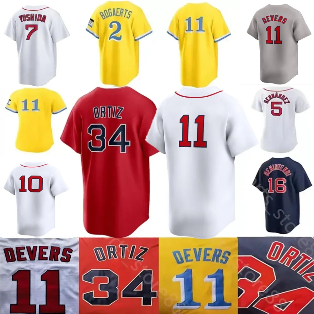 Top 2024 Custom S-4XL 34 David Ortiz Trikot Ted Williams J.D. Martinez Chris Sale Bogaerts 11 Rafael-Devers 7 Vazquez Baseballtrikots