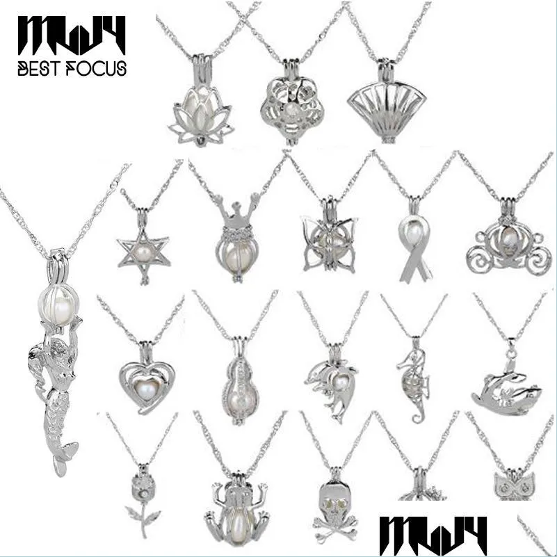 Подвесные ожерелья натуральные пресноводные жемчужные ожерелья клетки Sier Pated Jewelry for Women Gem Beads подвески 14 Styles Drop Deviv Dhgarden DHL16